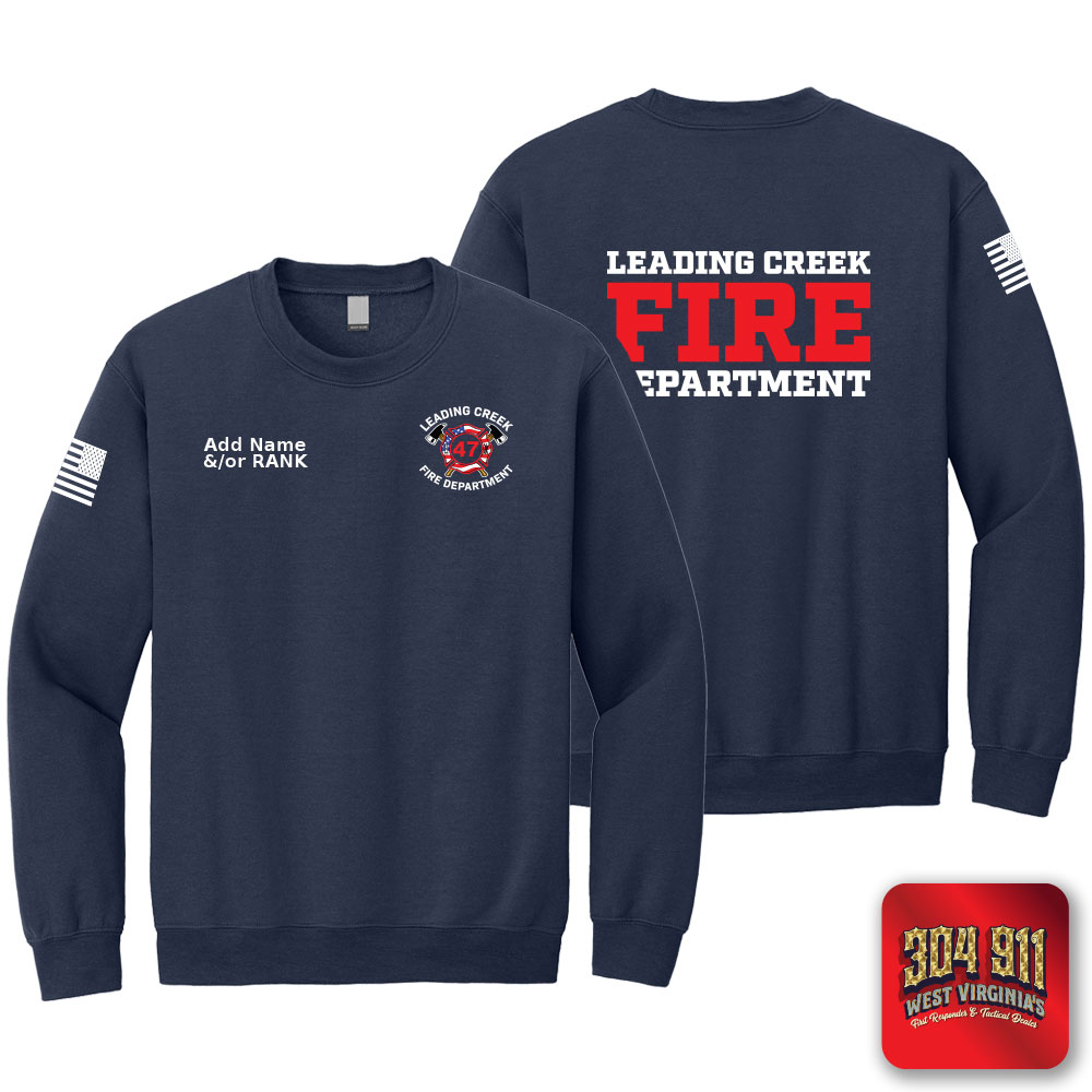 "LEADING CREEK VOLUNTEER FIRE DEPARTMENT" NAVY GILDAN WORK SWEATSHIRT
