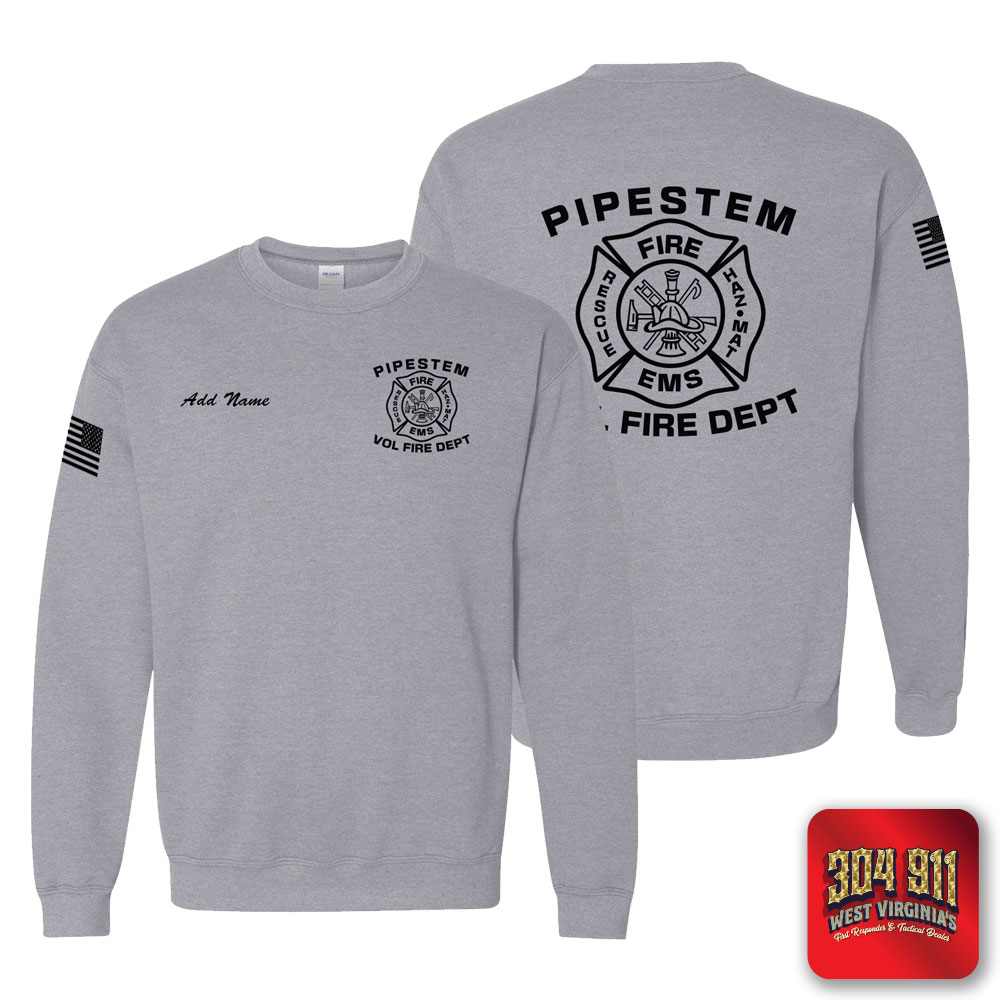 "PIPESTEM VOL FIRE DEPARTMENT" SPORTSGREY GILDAN WORK SWEATSHIRT