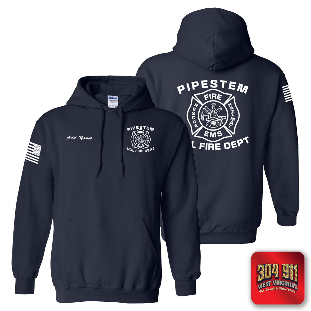 "PIPESTEM VOL FIRE DEPARTMENT" NAVY GILDAN WORK HOODIE