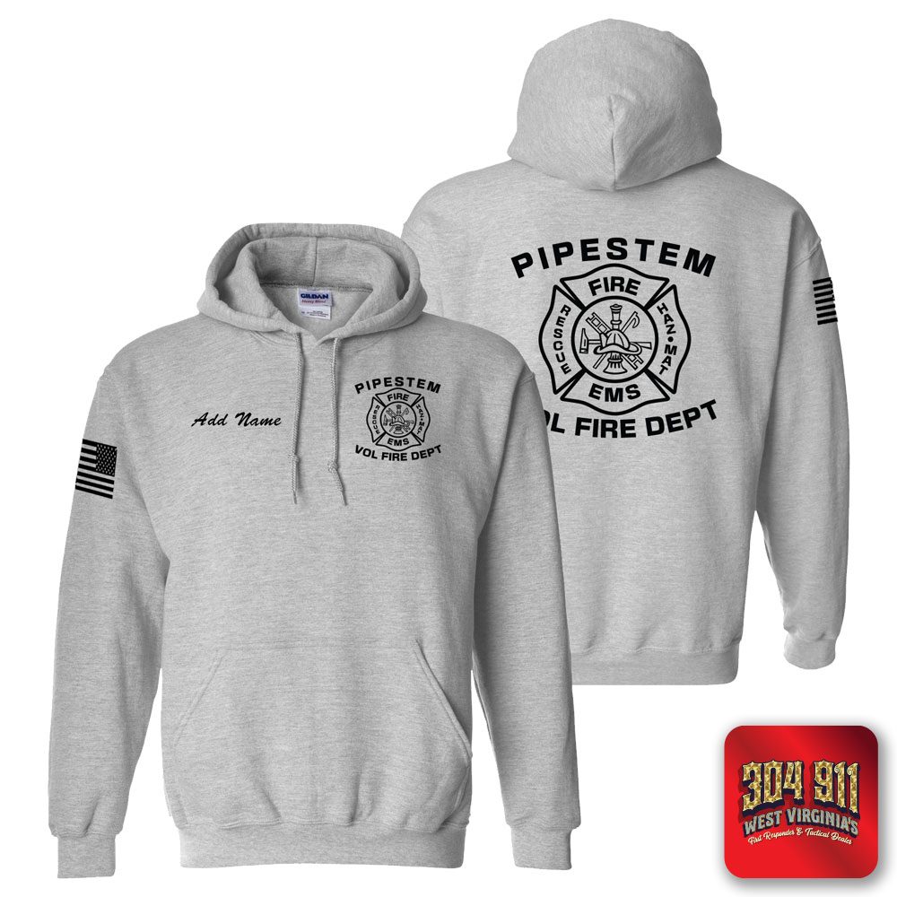 "PIPESTEM VOL FIRE DEPARTMENT" SPORTSGREY GILDAN WORK HOODIE