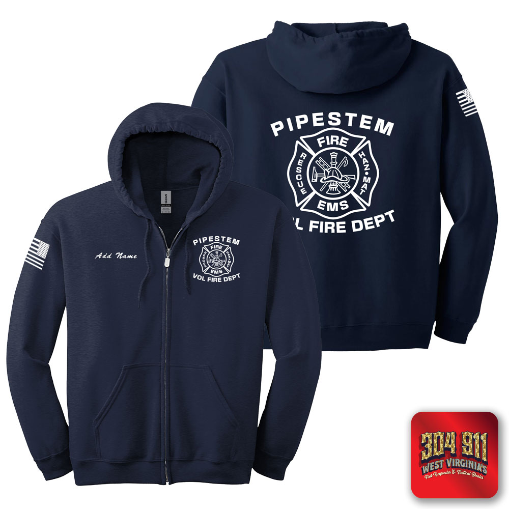 "PIPESTEM VOL FIRE DEPARTMENT" NAVY GILDAN Heavy Blend™ Full-Zip Hooded Sweatshirt