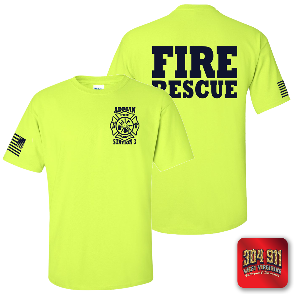 "ADRIAN VOL FIRE DEPT" SCREEN PRINTED WORK T-SHIRT