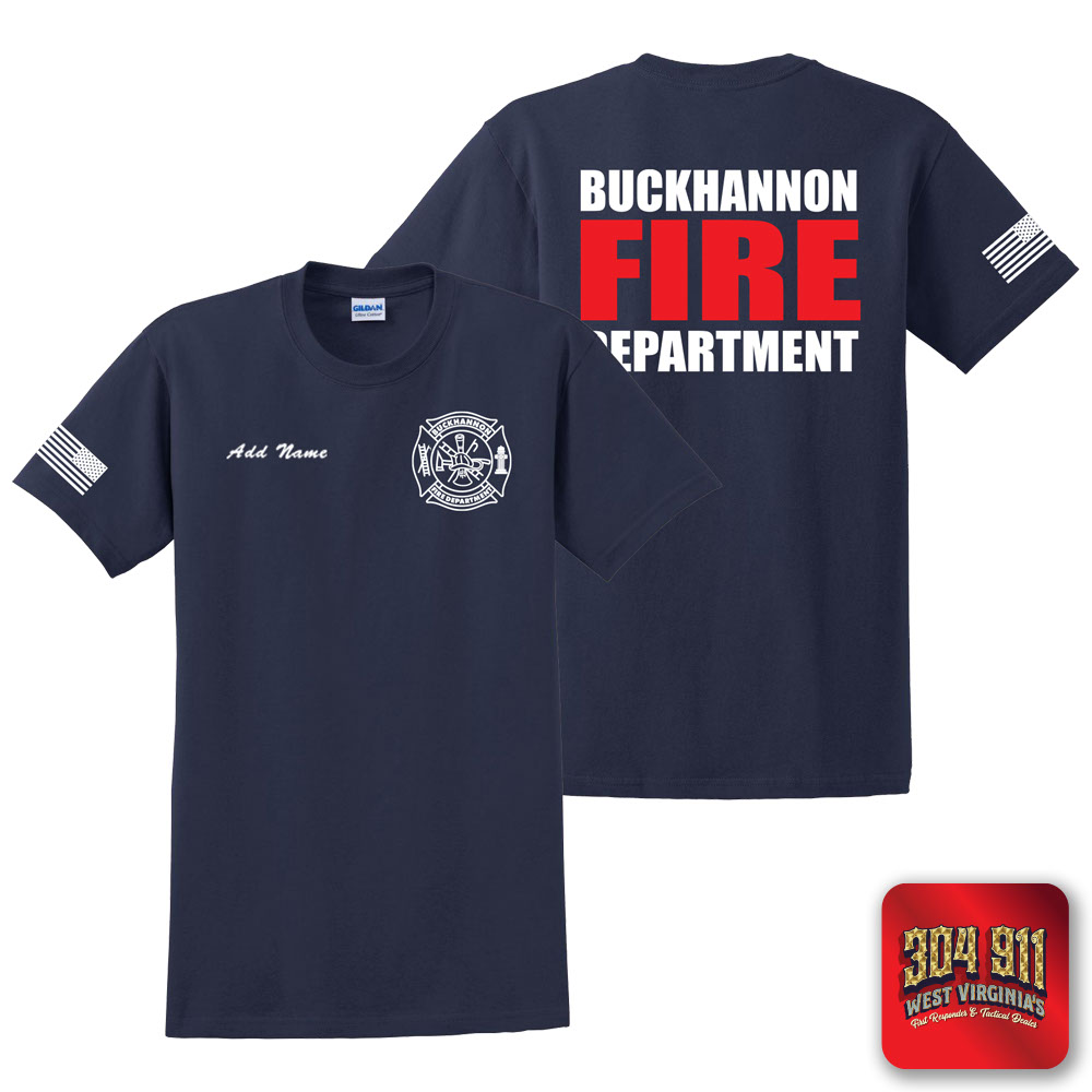 "BUCKHANNON FIRE DEPARTMENT" (VOLUNTEER GEAR) NAVY WORK TEE