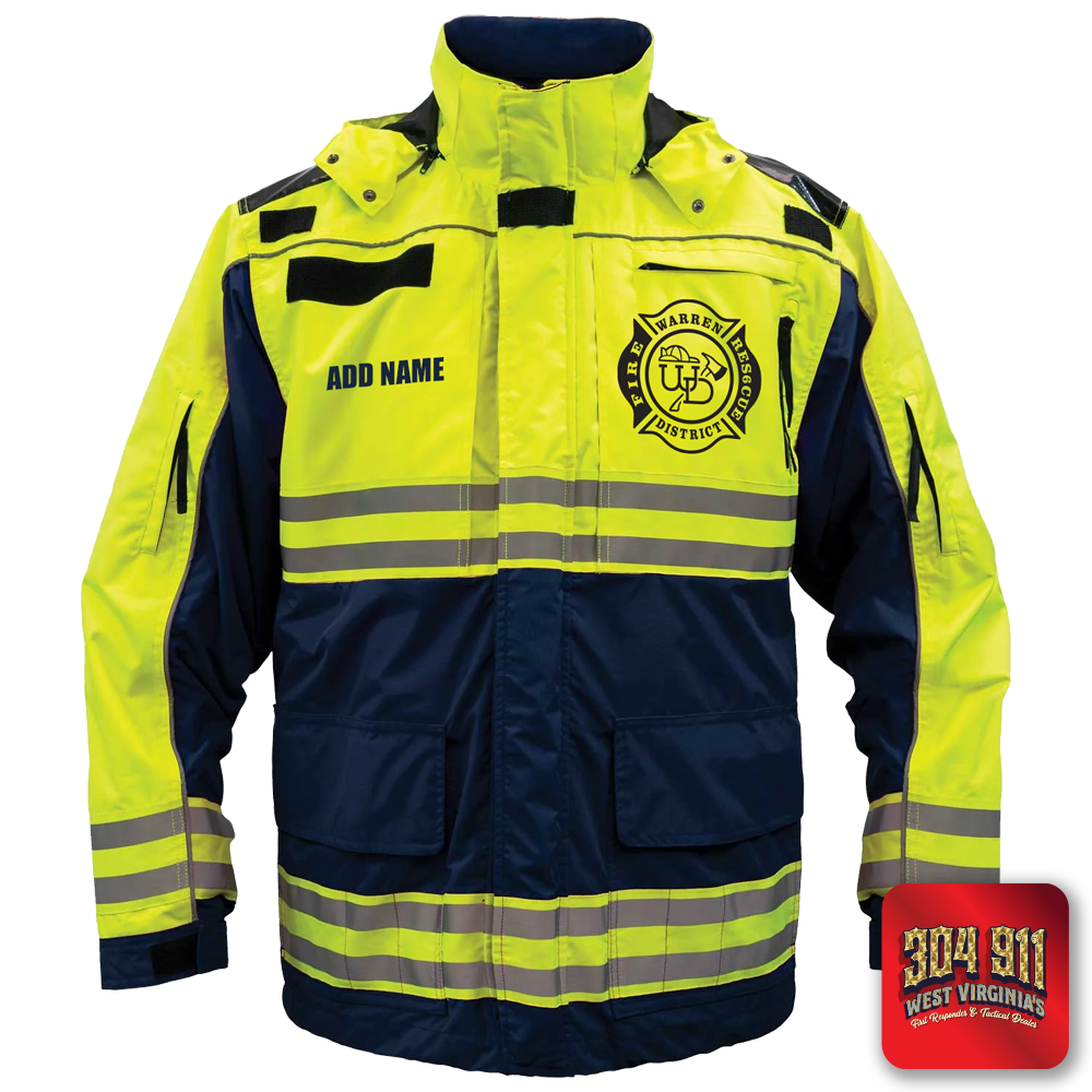 "WARREN DISTRICT FIRE DEPT" GAME - HIGH VIZ RESCUE JACKET PARKA (NAVY)