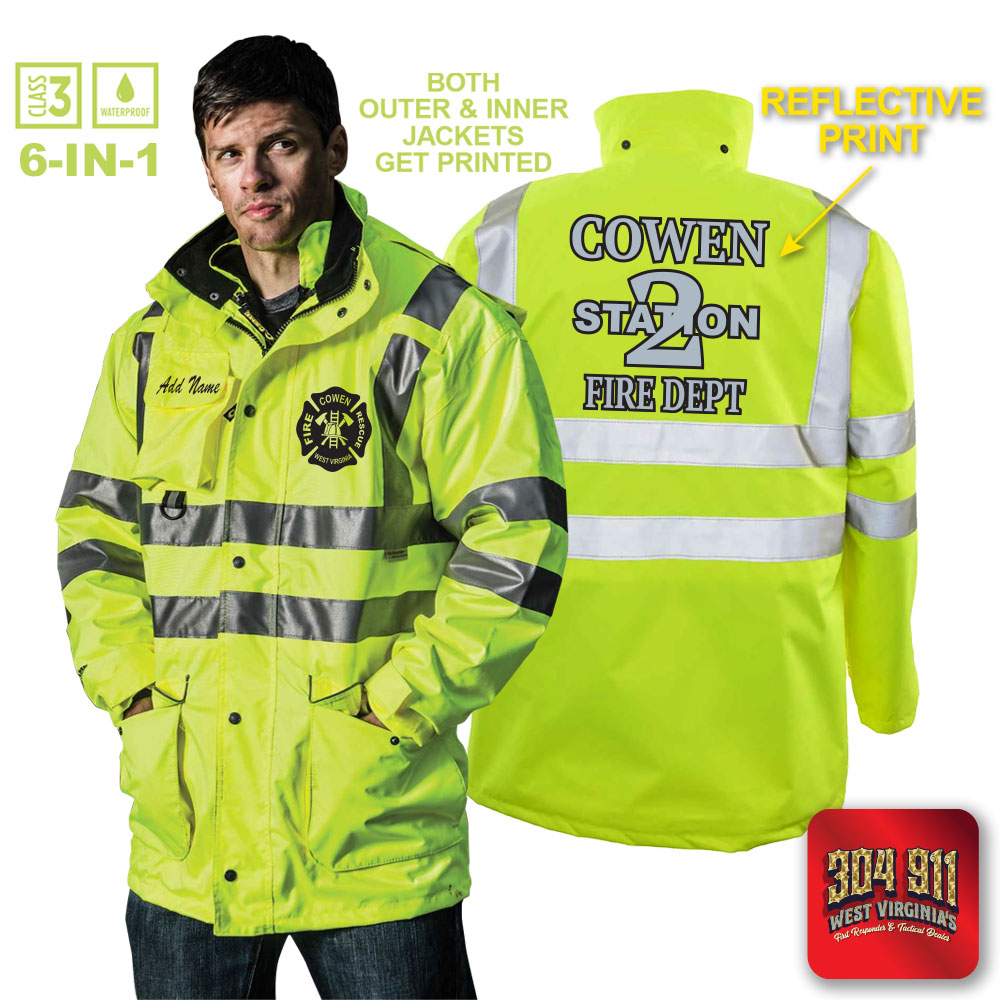 "COWEN FIRE DEPARTMENT" GAME - The 6 in 1 Jacket (NEON LIME)