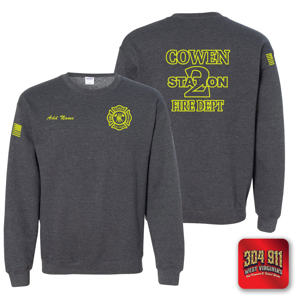 "COWEN FIRE DEPARTMENT" DARK HEATHER GILDAN WORK SWEATSHIRT