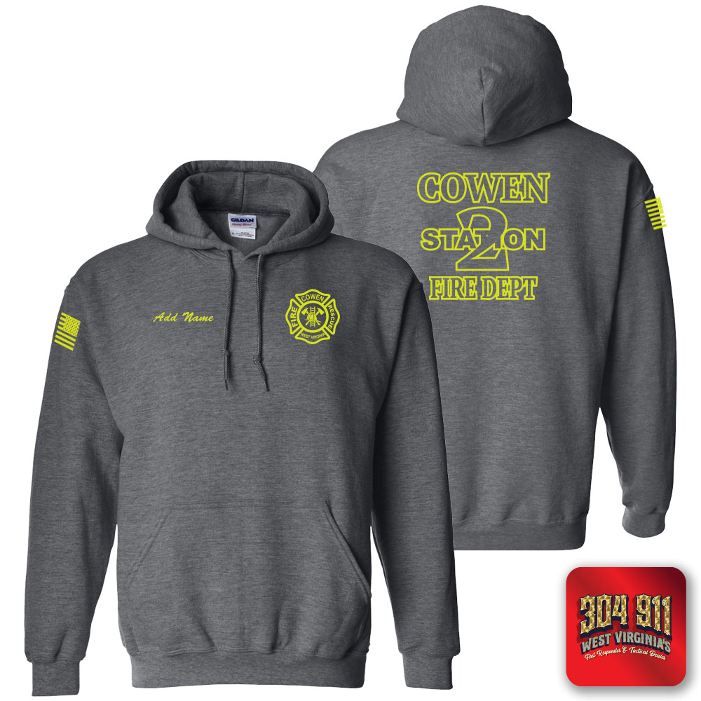 "COWEN FIRE DEPARTMENT" DARK HEATHER GILDAN WORK HOODIE