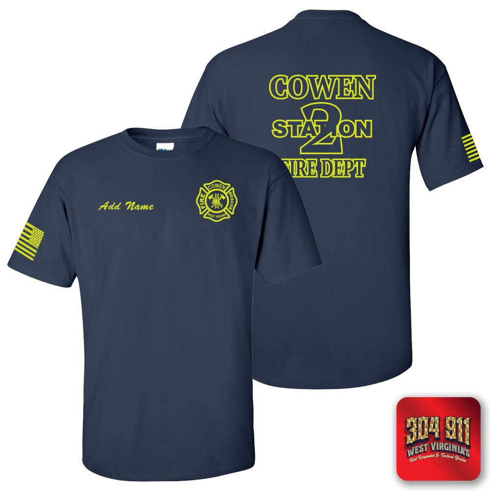 "COWEN FIRE DEPARTMENT" NAVY WORK TEE