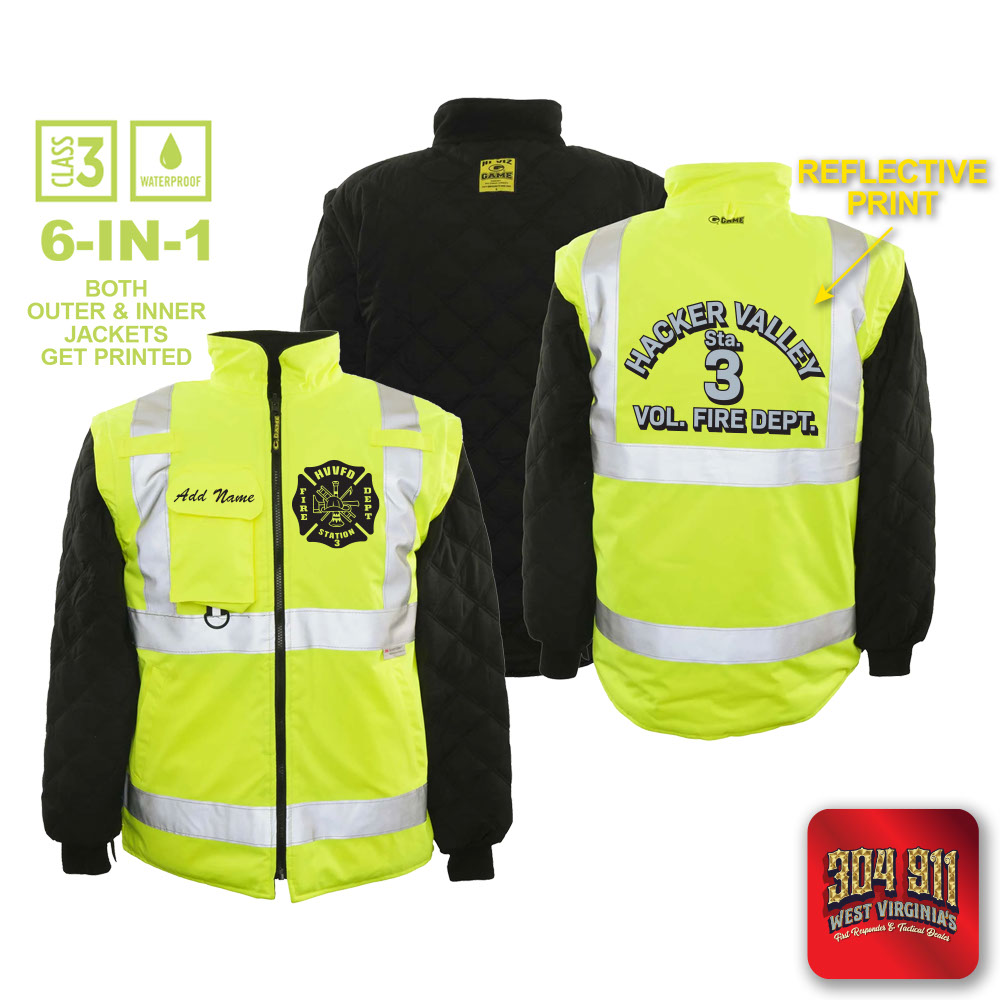 "HACKER VALLEY FIRE DEPARTMENT" GAME - The 6 in 1 Jacket (NEON LIME)