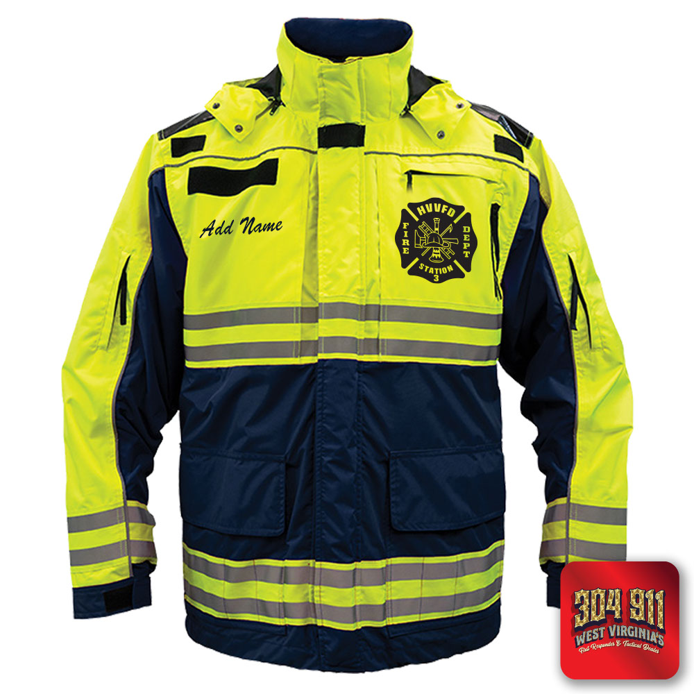 "HACKER VALLEY FIRE DEPARTMENT" GAME - HIGH VIZ RESCUE JACKET PARKA (NAVY)