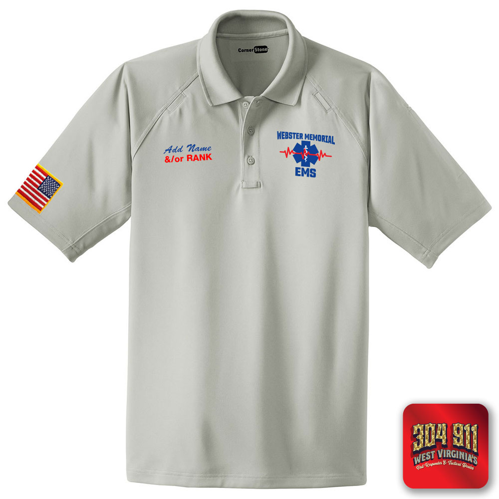 "WEBSTER MEMORIAL EMS" (EMBROIDERY) CornerStone® - Select Snag-Proof Tactical Polo (LT GREY)