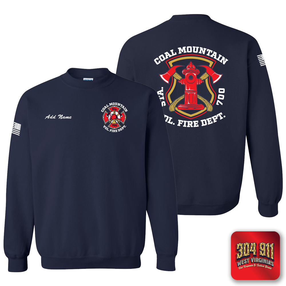 "COAL MOUNTAIN VOLUNTEER FIRE DEPARTMENT" NAVY GILDAN WORK SWEATSHIRT