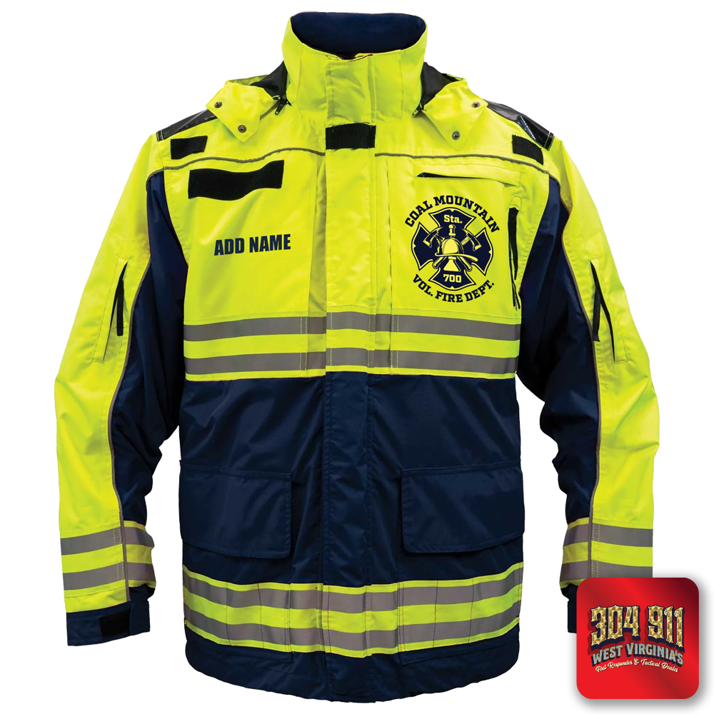 "COAL MOUNTAIN VOLUNTEER FIRE DEPARTMENT" GAME - HIGH VIZ RESCUE JACKET PARKA (NAVY)