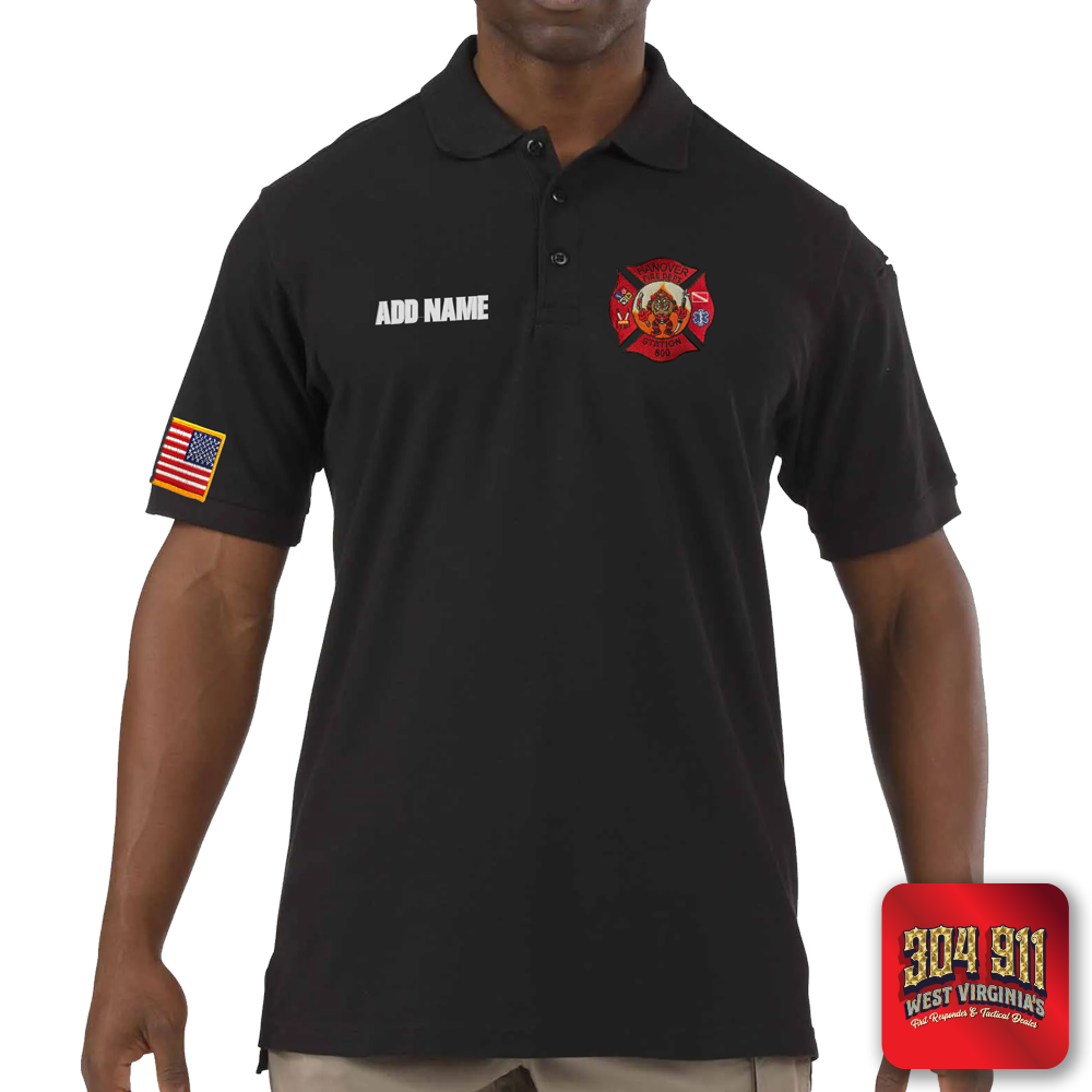 "HANOVER VOL FIRE DEPT" (BLACK) PERFORMANCE SHORT SLEEVE POLO TECH