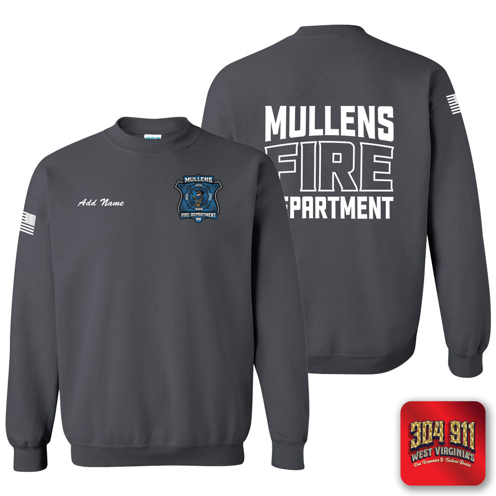 "MULLENS FIRE DEPARTMENT" CHARCOAL GILDAN WORK SWEATSHIRT