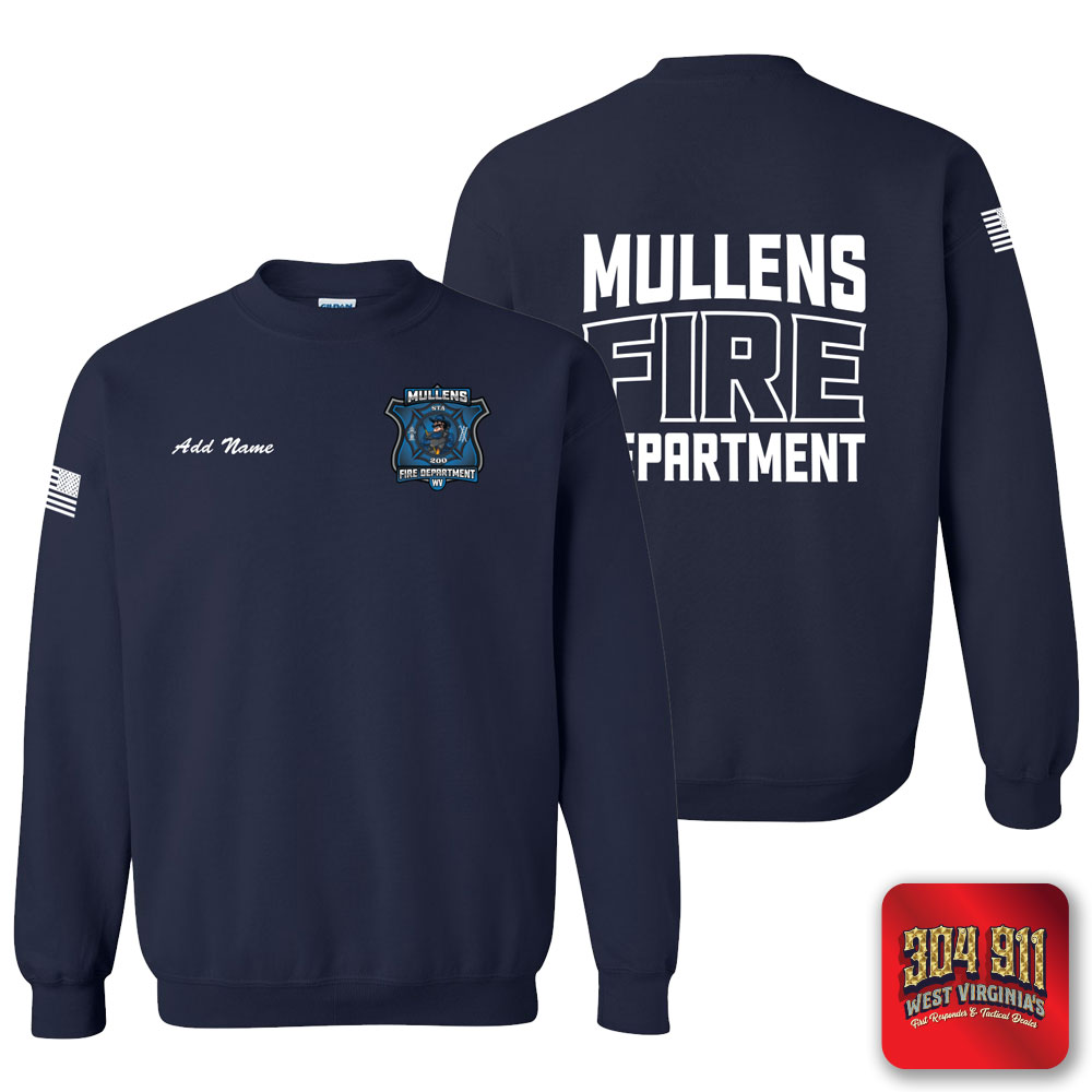 "MULLENS FIRE DEPARTMENT" NAVY GILDAN WORK SWEATSHIRT