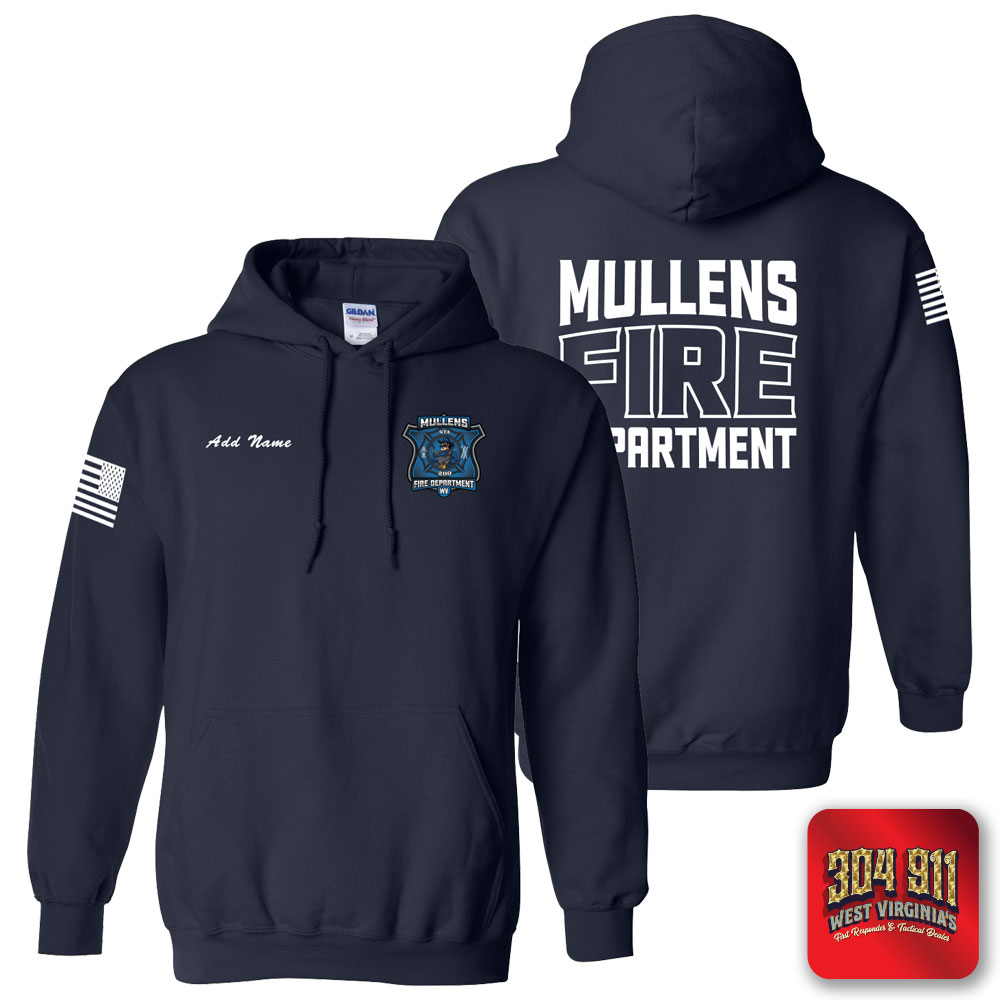 "MULLENS FIRE DEPARTMENT" NAVY GILDAN WORK HOODIE