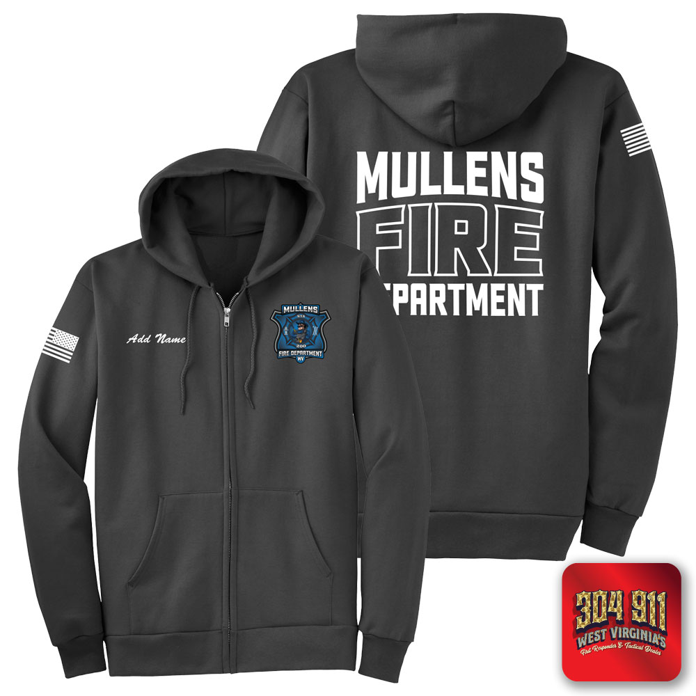 "MULLENS FIRE DEPARTMENT" CHARCOAL GILDAN Heavy Blend™ Full-Zip Hooded Sweatshirt