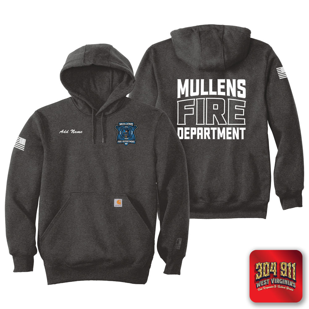 "MULLENS FIRE DEPARTMENT" DARK HEATHER Carhartt ® Rain Defender ® Paxton Heavyweight Hooded Sweatshirt