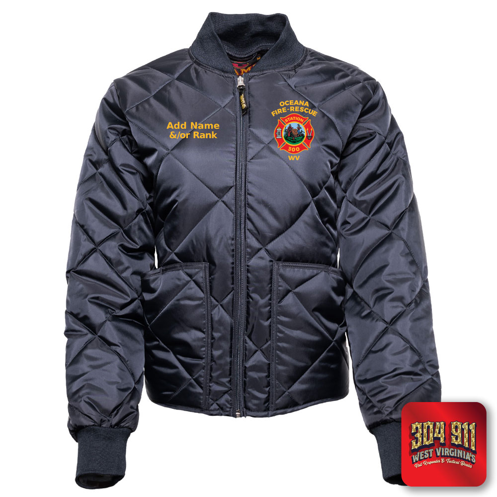 "OCEANA FIRE RESCUE" GAME - The Ladies Fit Bravest Diamond Quilt Jacket (NAVY)