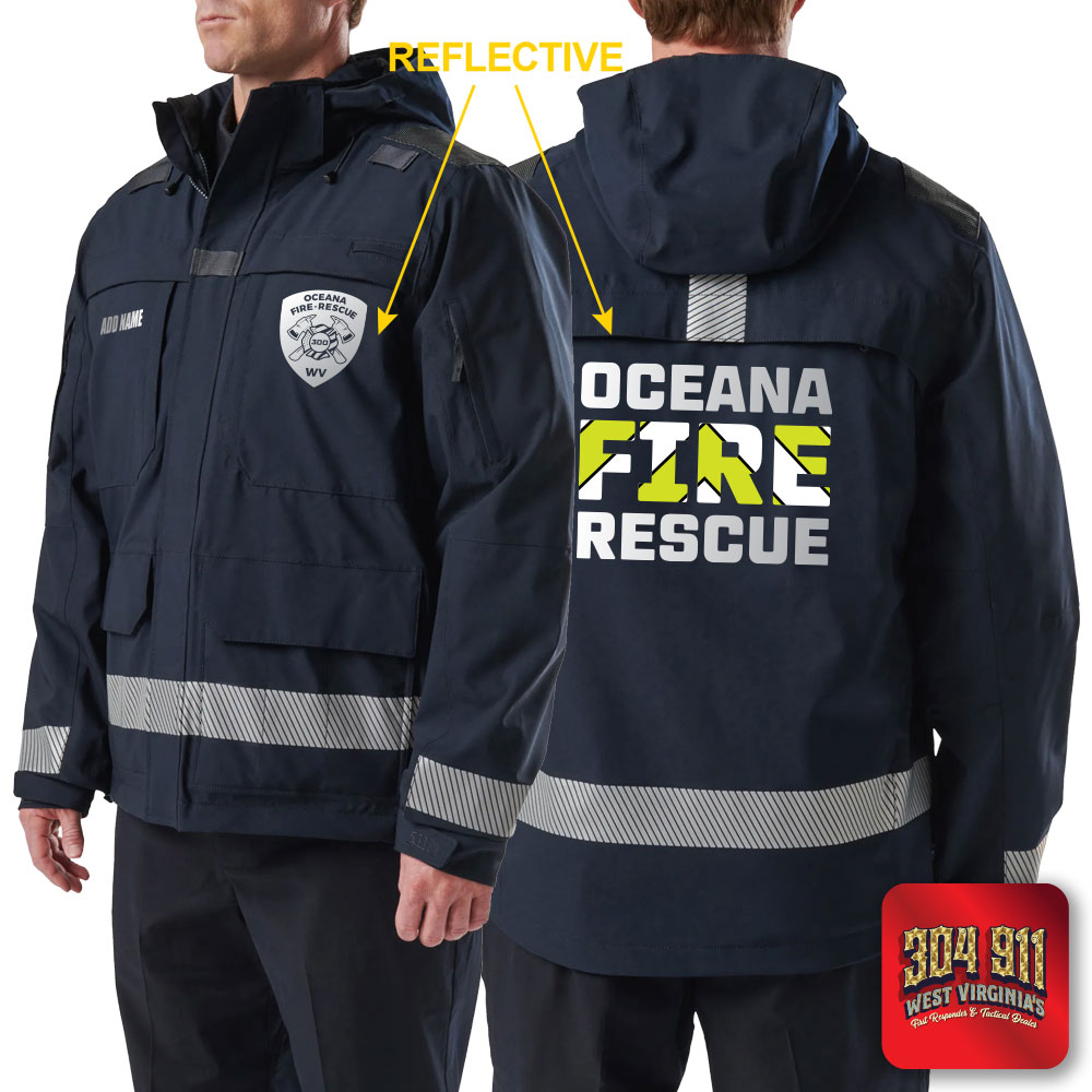 "OCEANA FIRE RESCUE" (REFLECTIVE PRINT) RESPONDER PARKA 2.0 5.11 Tactical (DARK NAVY)