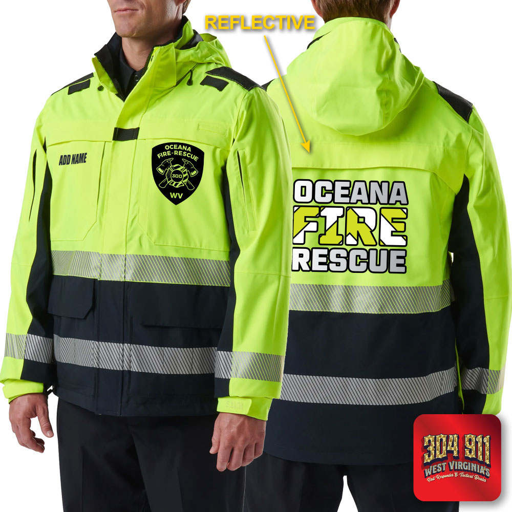 "OCEANA FIRE RESCUE" (REFLECTIVE PRINT) RESPONDER HI-VIS PARKA 2.0 5.11 Tactical (DARK NAVY)
