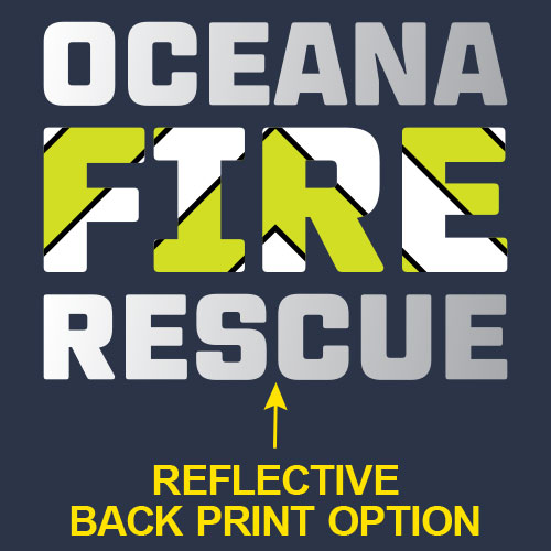 "OCEANA FIRE RESCUE" SCREEN PRINT ON NAVY WORK T-SHIRT