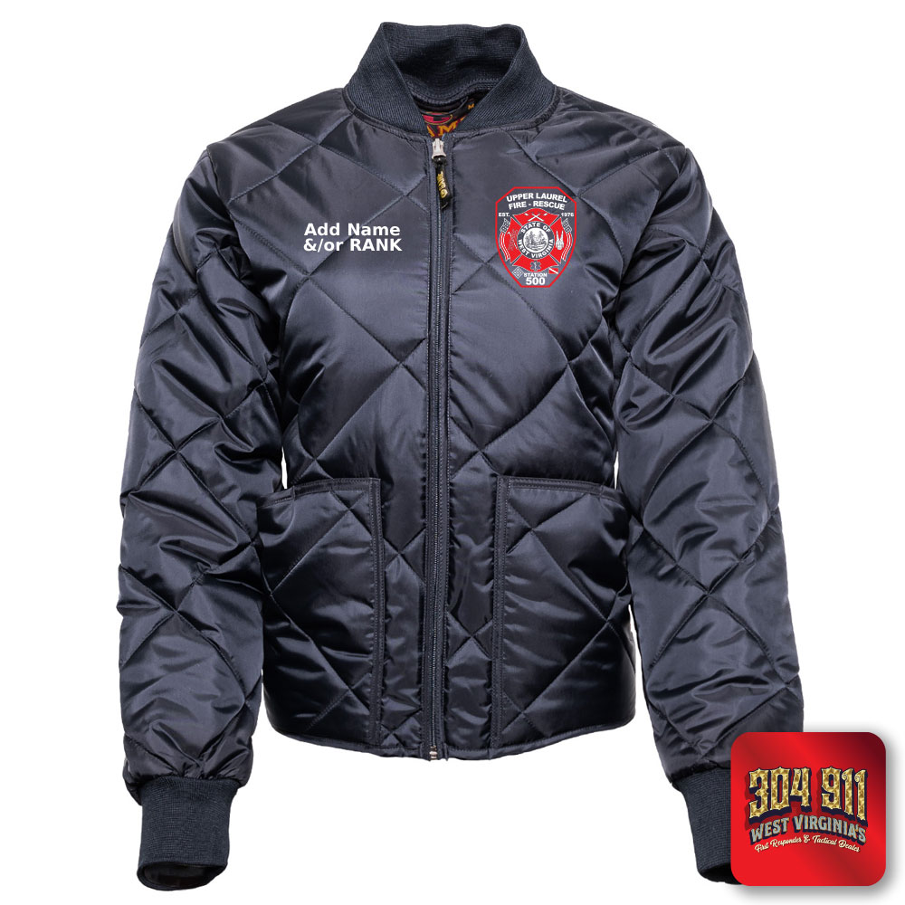 "UPPER LAUREL FIRE-RESCUE" GAME - The Ladies Fit Bravest Diamond Quilt Jacket (NAVY)