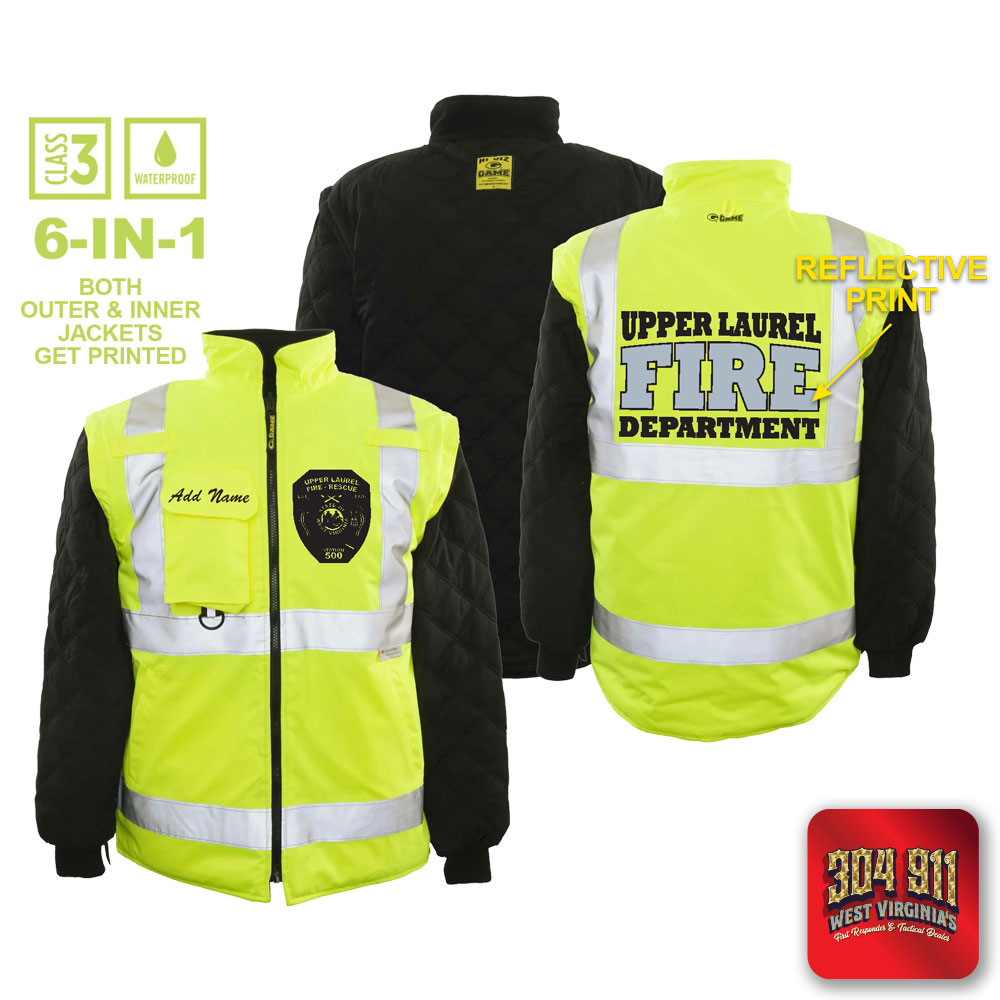 "UPPER LAUREL FIRE-RESCUE" GAME - The 6 in 1 Jacket (NEON LIME)