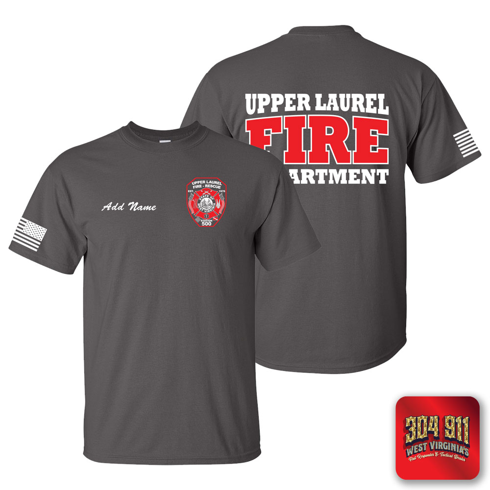 "UPPER LAUREL FIRE-RESCUE" CHARCOAL SCREEN PRINTED WORK T-SHIRT
