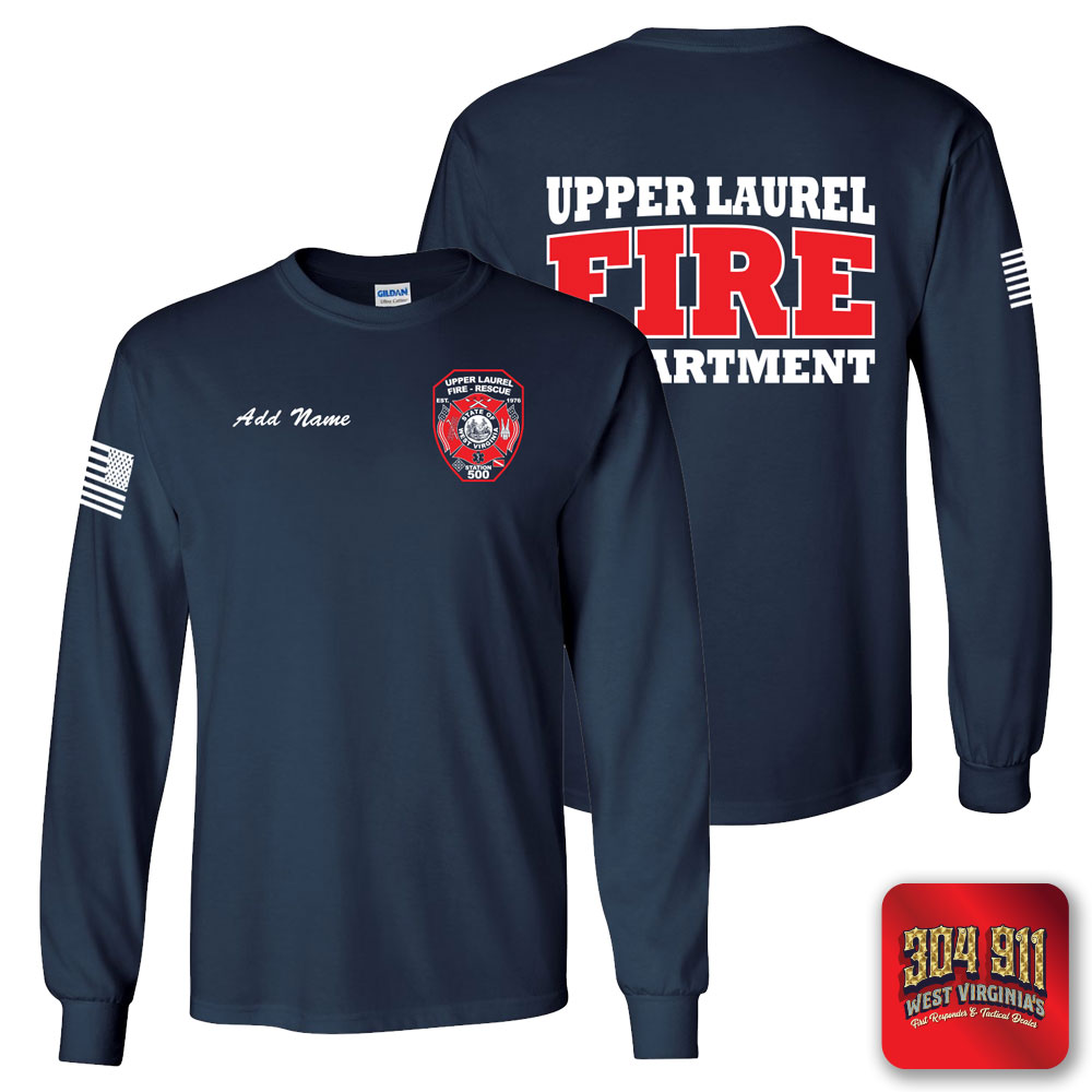 "UPPER LAUREL FIRE-RESCUE" NAVY SCREEN PRINTED LONG SLEEVE WORK T-SHIRT