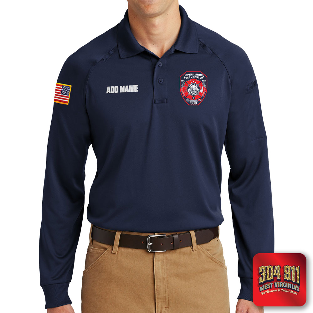 "UPPER LAUREL FIRE-RESCUE" (EMBROIDERY) CornerStone® - Select Long Sleeve Snag-Proof Tactical Polo (NAVY)