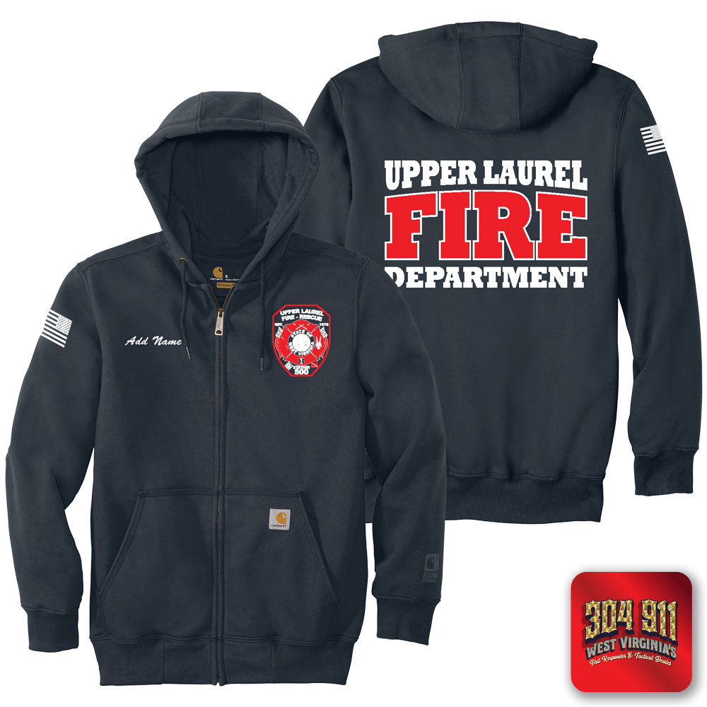 "UPPER LAUREL FIRE-RESCUE" NAVY Carhartt ® Rain Defender ® Paxton Heavyweight Hooded Zip Mock Sweatshirt