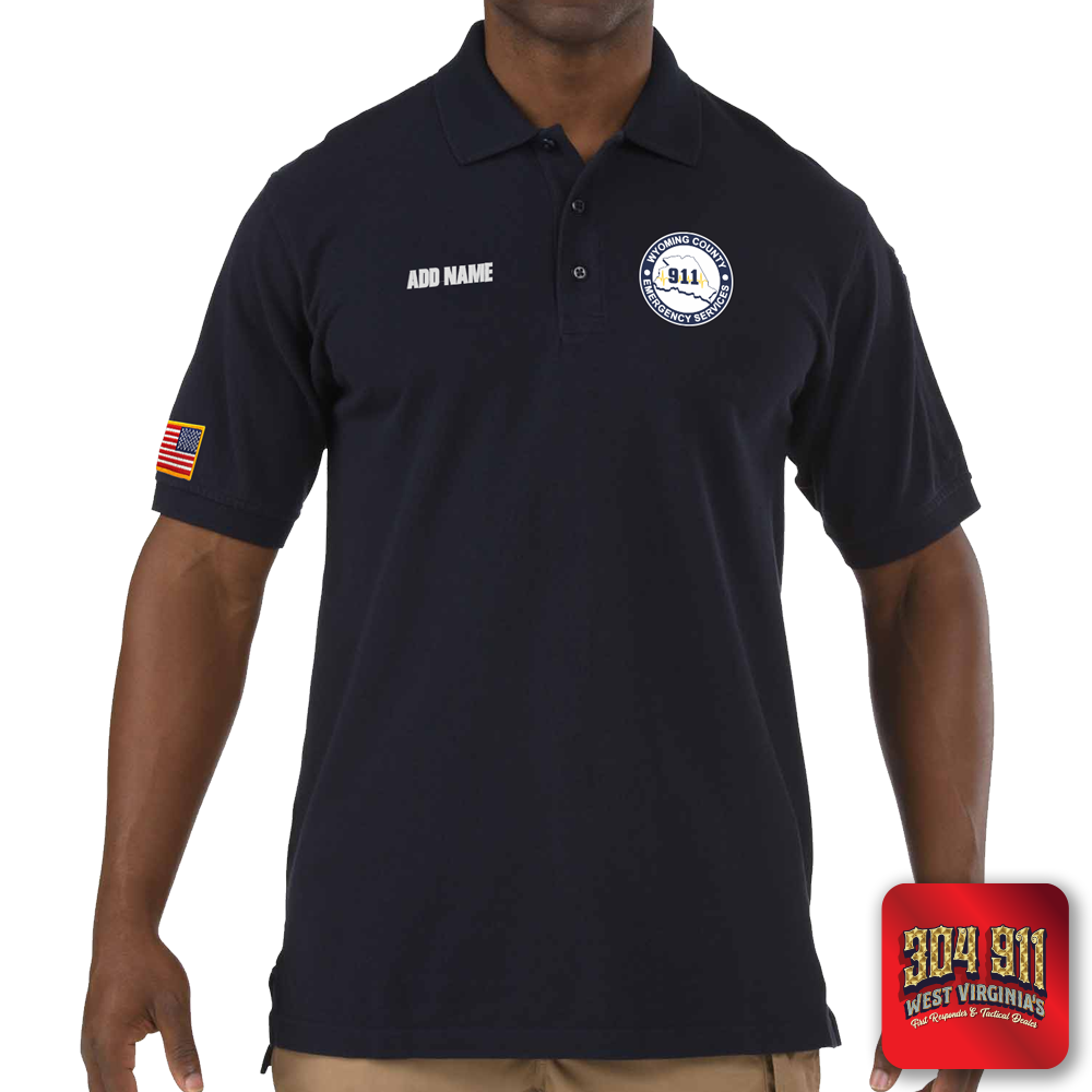 "WYOMING COUNTY 911 EMERCENCY SERVICES" (NAVY) PROFESSIONAL SHORT SLEEVE POLO