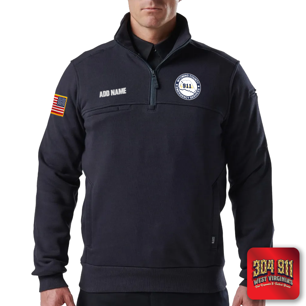 "WYOMING COUNTY 911 EMERCENCY SERVICES" 5.11 JOB SHIRT 1/4 ZIP 2.0 (NAVY)