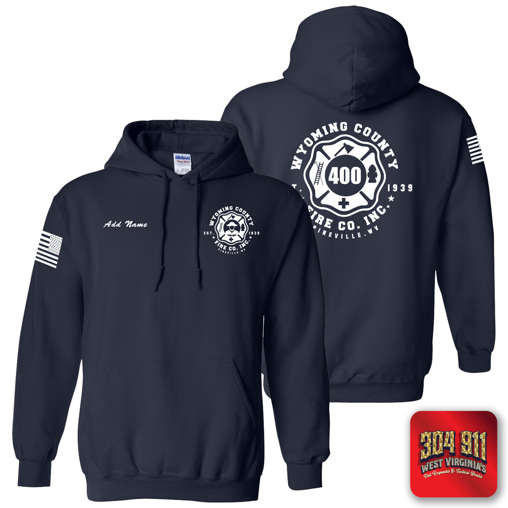 "WYOMING COUNTY FIRE CO. INC." NAVY GILDAN WORK HOODIE