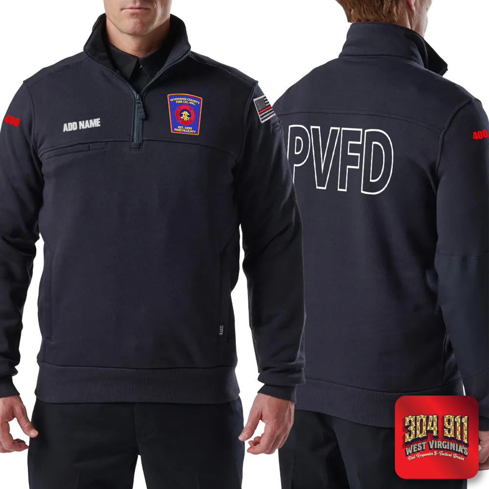 "WYOMING COUNTY FIRE CO. INC." 5.11 JOB SHIRT 1/4 ZIP 2.0 (NAVY)