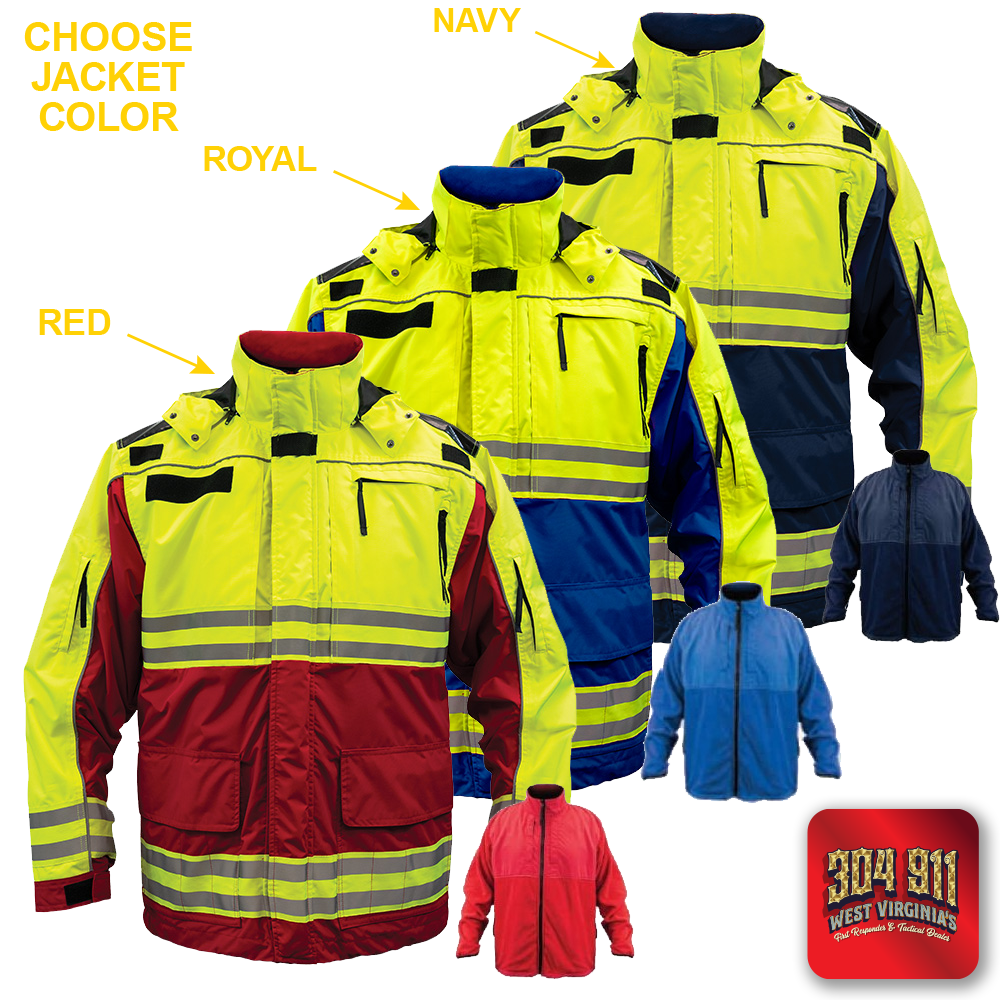 "HACKER VALLEY FIRE DEPARTMENT" GAME - HIGH VIZ RESCUE JACKET PARKA (NAVY)