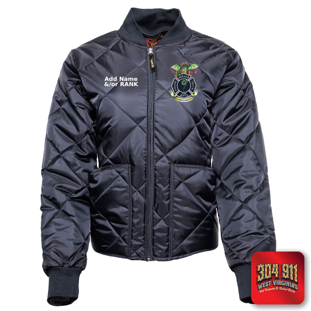 "DEKALB COUNTY FIRE RESCUE STATION 9" GAME - The Ladies Fit Bravest Diamond Quilt Jacket (NAVY)