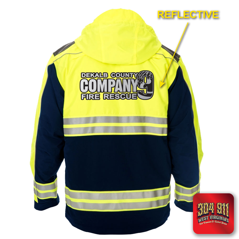"DEKALB COUNTY FIRE RESCUE STATION 9" GAME - HIGH VIZ RESCUE JACKET PARKA (NAVY)