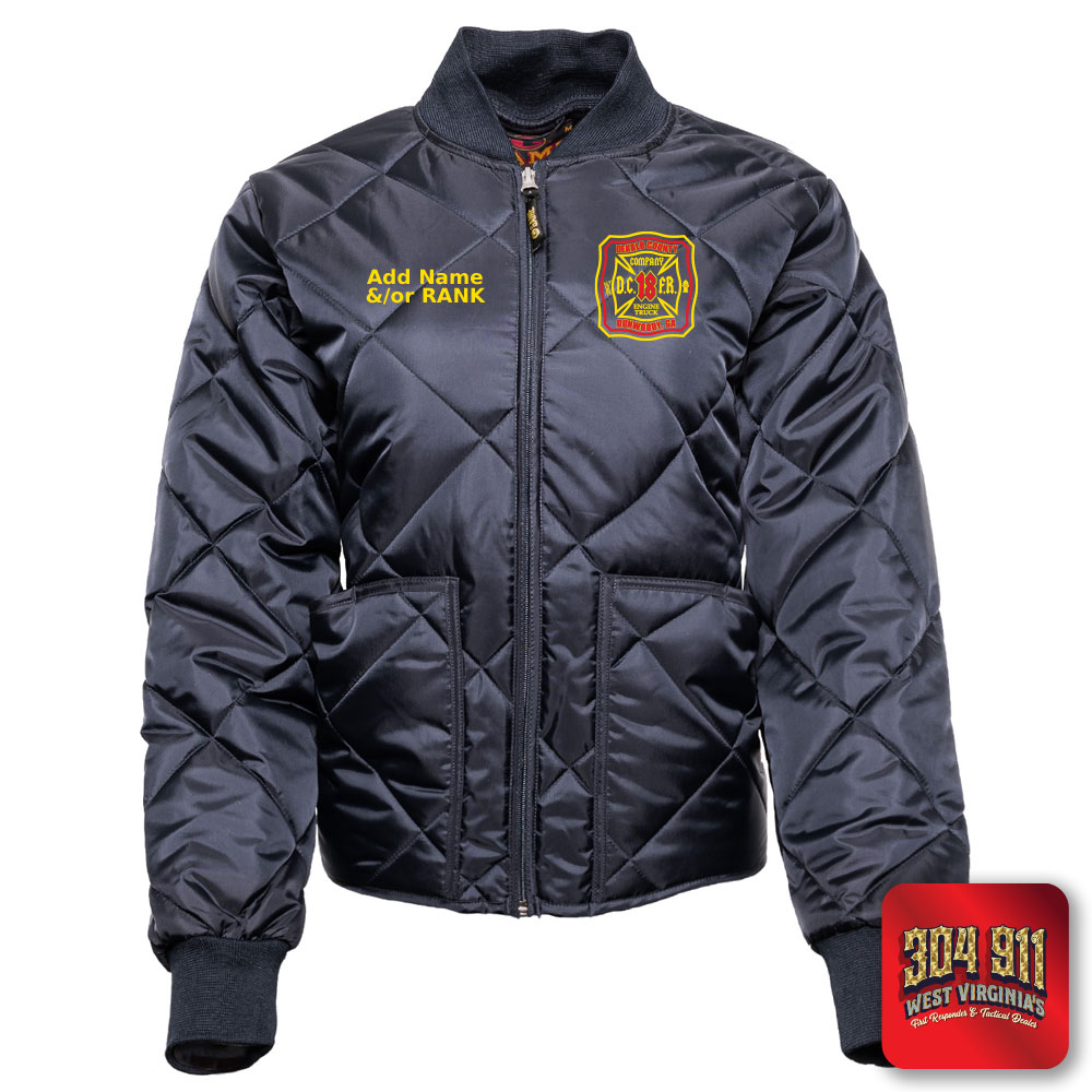 "DEKALB COUNTY FIRE STATION 18" GAME - The Ladies Fit Bravest Diamond Quilt Jacket (NAVY)