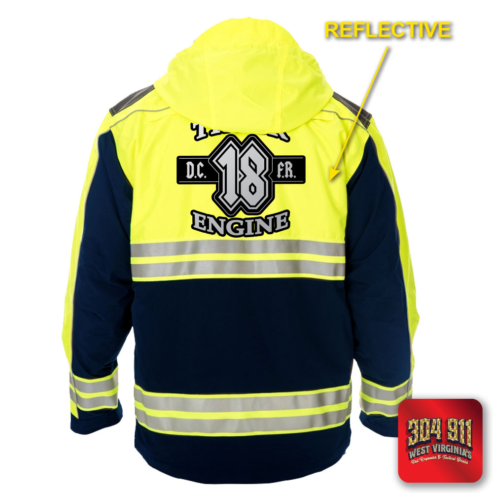 "DEKALB COUNTY FIRE STATION 18" GAME - HIGH VIZ RESCUE JACKET PARKA (NAVY)
