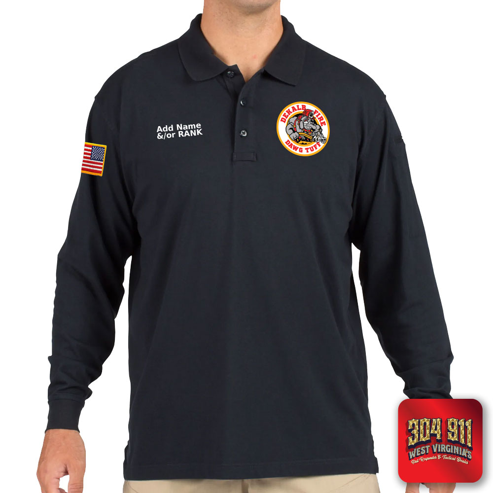 "DEKALB COUNTY STATION 8" (EMBROIDERY) TACTICAL JERSEY LONG SLEEVE POLO (NAVY)