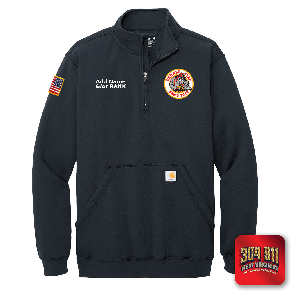 "DEKALB COUNTY STATION 8" NEW NAVY Carhartt® Midweight 1/4-Zip Mock Neck Sweatshirt