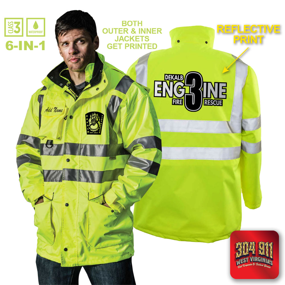 "DEKALB FIRE RESCUE STATION 3" GAME - The 6 in 1 Jacket (NEON LIME)