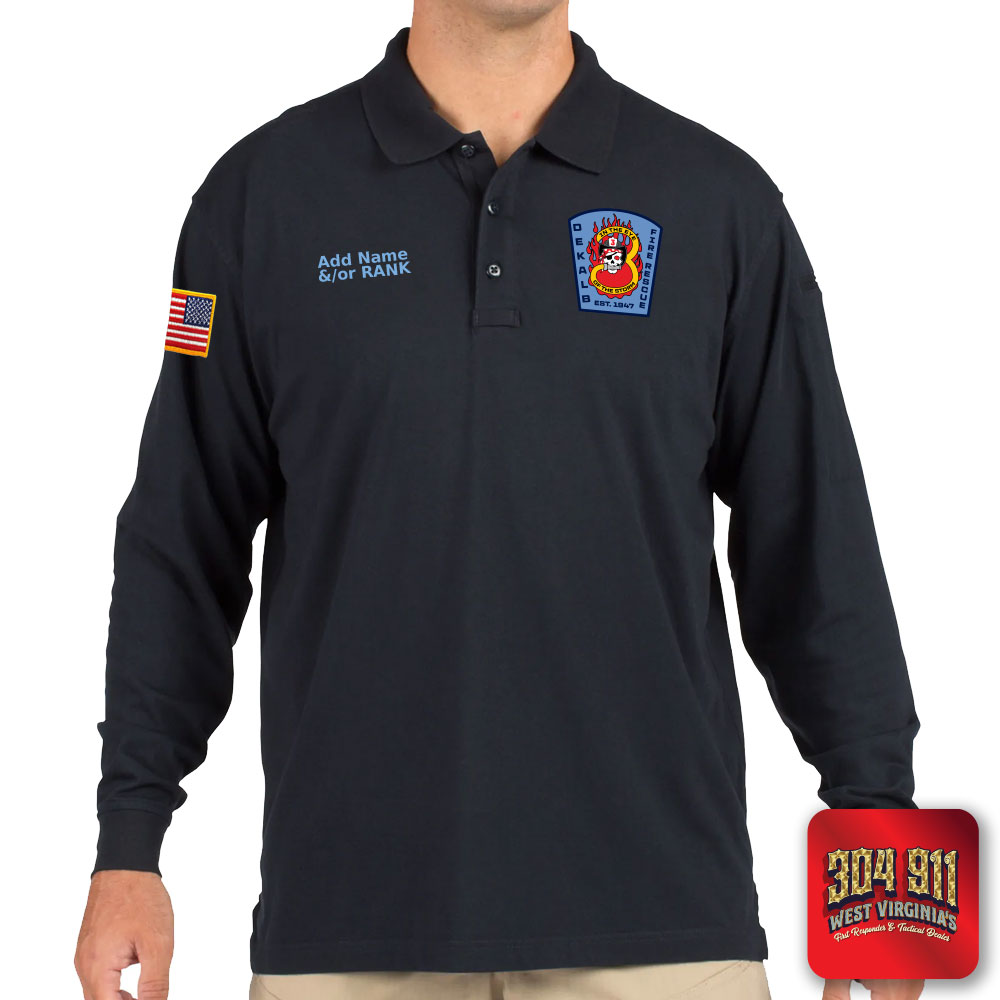 "DEKALB FIRE RESCUE STATION 3" (EMBROIDERY) TACTICAL JERSEY LONG SLEEVE POLO (NAVY)
