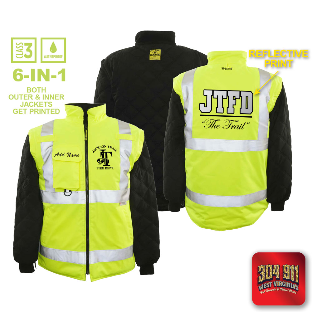 "JACKSON TRAIL FIRE DEPARTMENT" GAME - The 6 in 1 Jacket (NEON LIME)