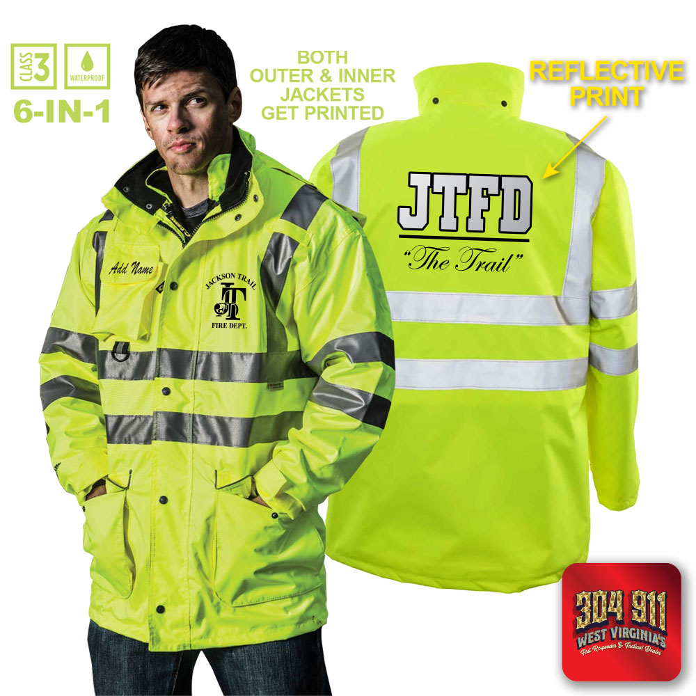 "JACKSON TRAIL FIRE DEPARTMENT" GAME - The 6 in 1 Jacket (NEON LIME)