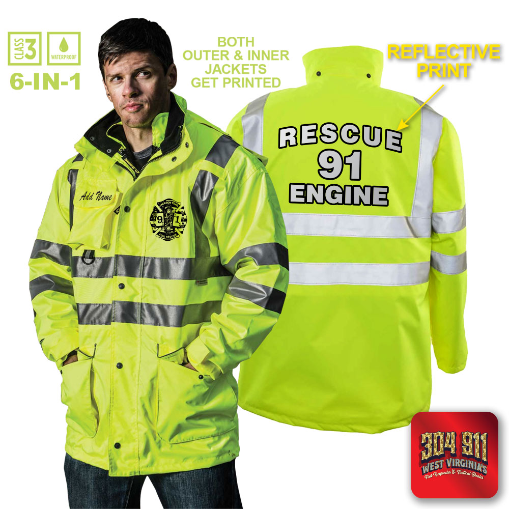 "JACKSON TRAIL RESCUE ENGINE 91" GAME - The 6 in 1 Jacket (NEON LIME)