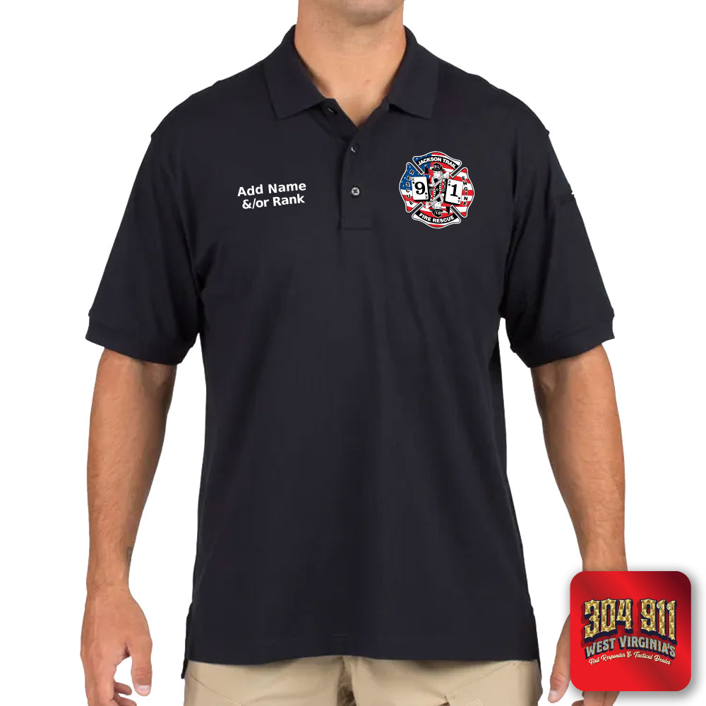 "JACKSON TRAIL RESCUE ENGINE 91" (EMBROIDERY) UTILITY SHORT SLEEVE POLO (NAVY)